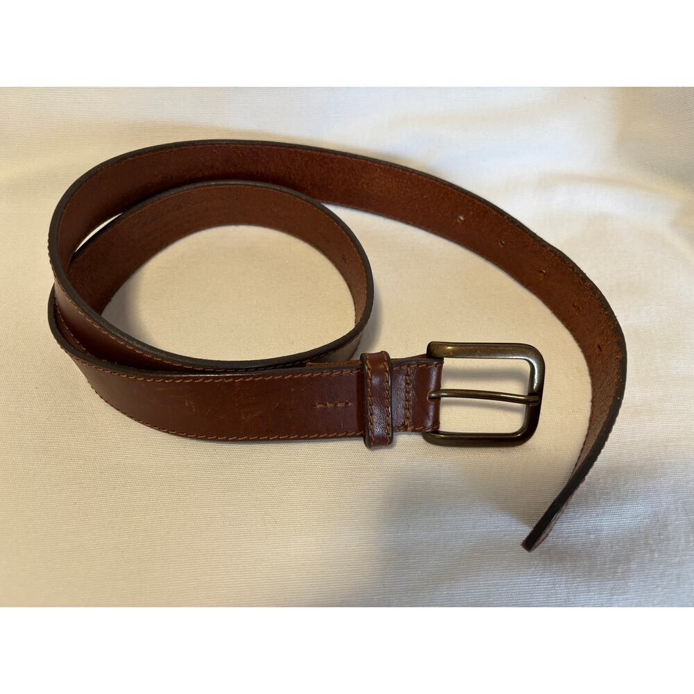Vintage Eddie Bauer Genuine Leather Belt Mens Size 34 Brown USA made
